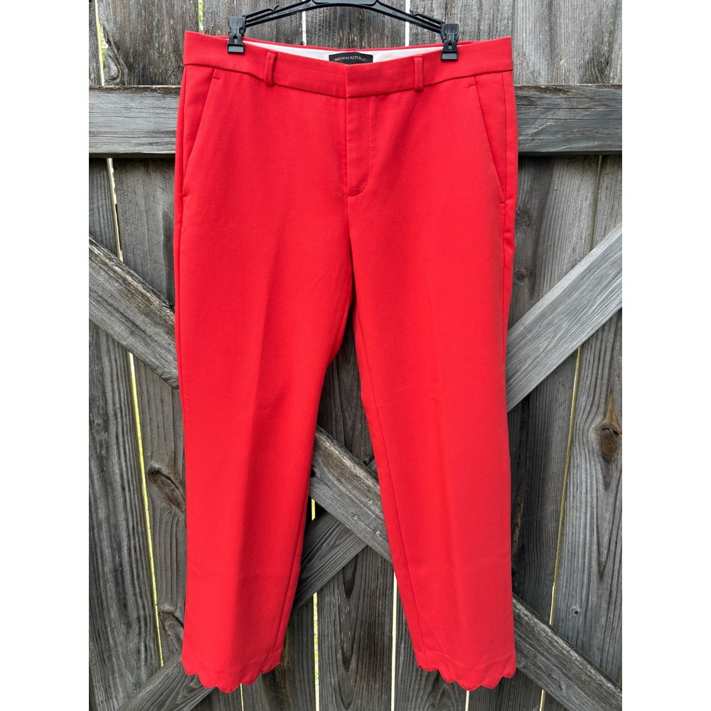 Banana Republic Avery Scallop Hem Ankle Pants Red Slim Straight 8 783556-00